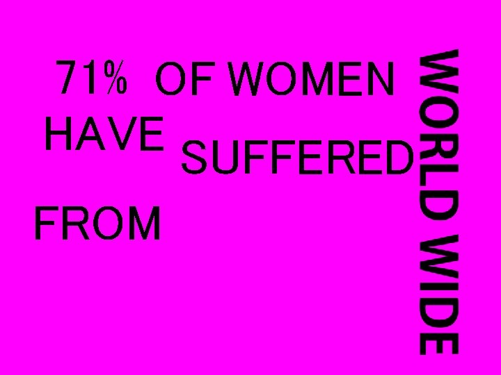 71% OF WOMEN HAVE SUFFERED FROM 