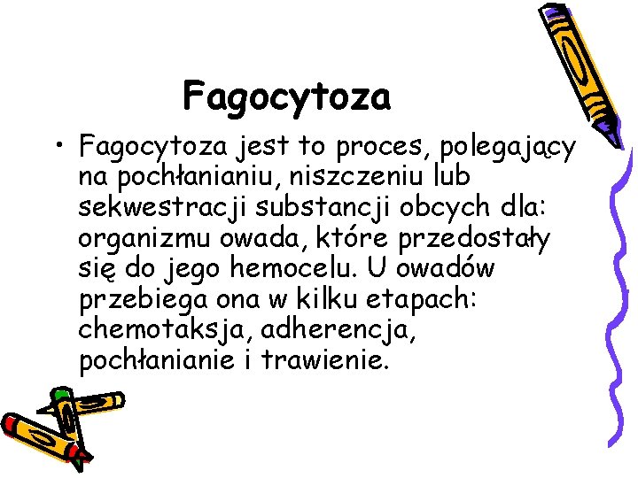 Fagocytoza • Fagocytoza jest to proces, polegający na pochłanianiu, niszczeniu lub sekwestracji substancji obcych