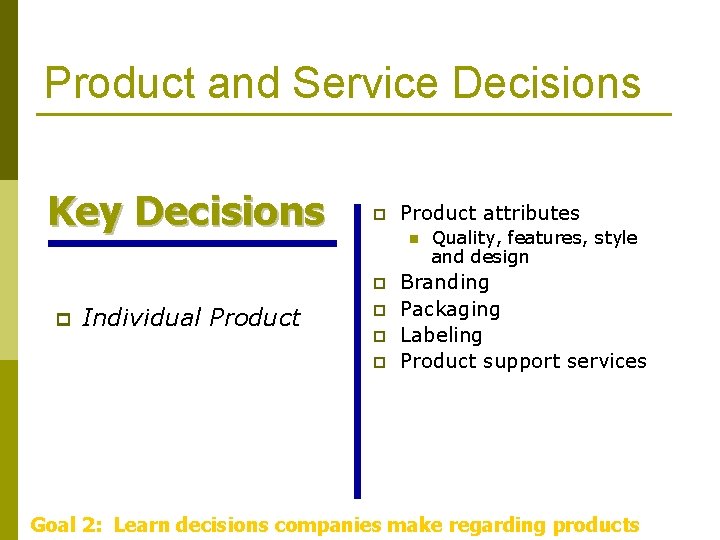 Product Services and Branding Strategy Chapter 8 Learning