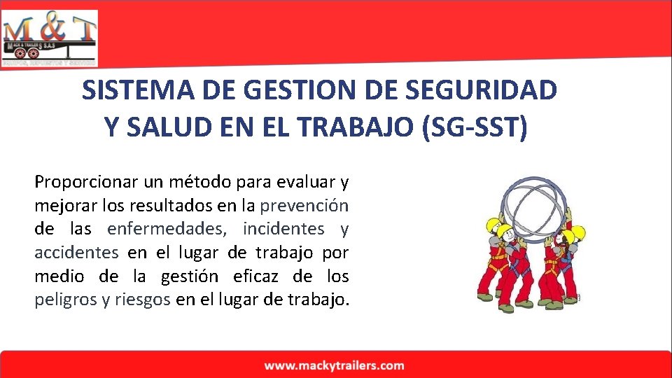 SISTEMA DE GESTION DE SEGURIDAD Y SALUD EN EL TRABAJO (SG-SST) Proporcionar un método