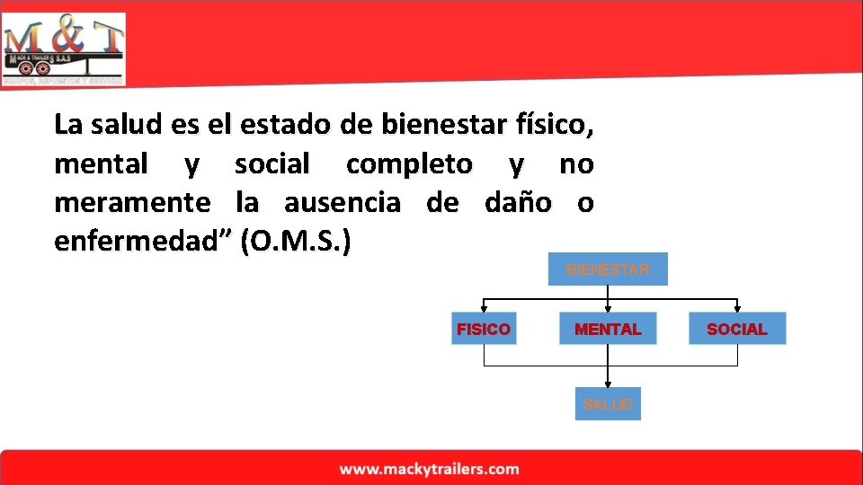 La salud es el estado de bienestar físico, mental y social completo y no