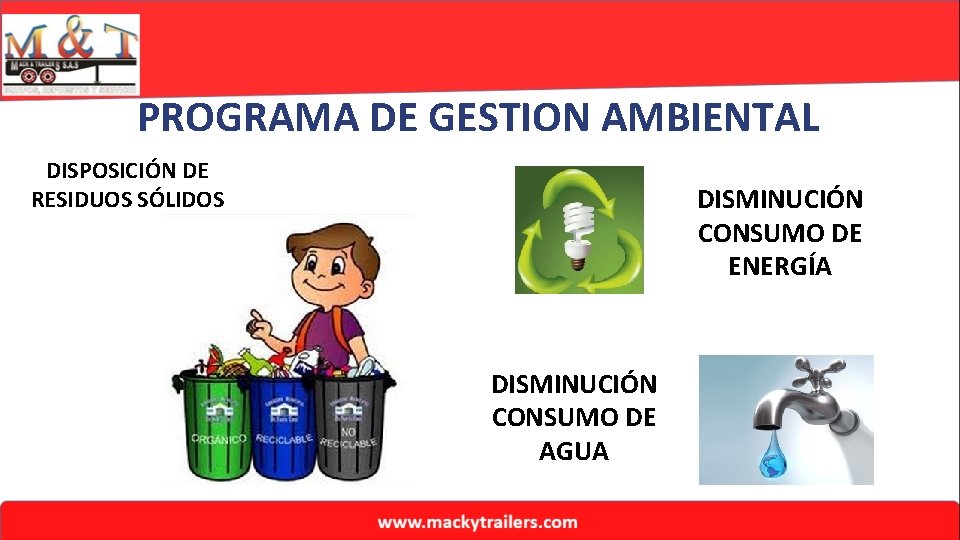 PROGRAMA DE GESTION AMBIENTAL DISPOSICIÓN DE RESIDUOS SÓLIDOS DISMINUCIÓN CONSUMO DE ENERGÍA DISMINUCIÓN CONSUMO