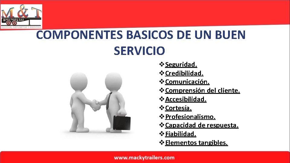 COMPONENTES BASICOS DE UN BUEN SERVICIO v. Seguridad. v. Credibilidad. v. Comunicación. v. Comprensión