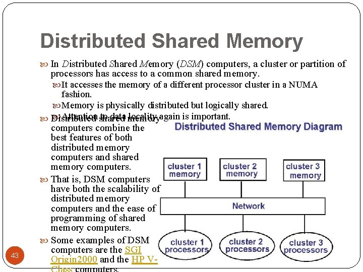Distributed Shared Memory In Distributed Shared Memory (DSM) computers, a cluster or partition of