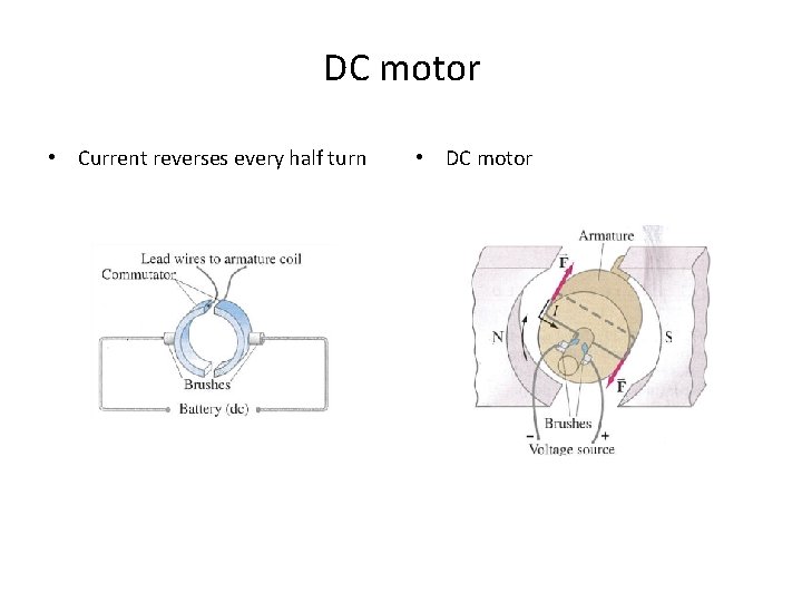 DC motor • Current reverses every half turn • DC motor 