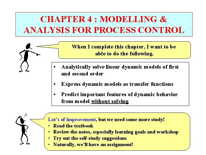 CHAPTER 4 : MODELLING & ANALYSIS FOR PROCESS CONTROL When I complete this chapter,