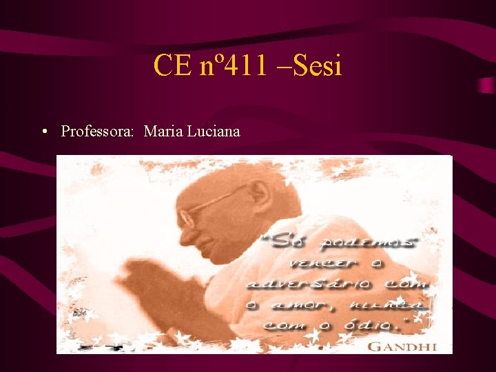 CE nº 411 –Sesi • Professora: Maria Luciana 