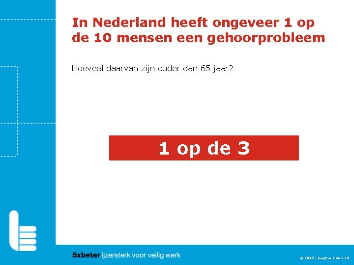 In Nederland heeft ongeveer 1 op de 10 mensen een gehoorprobleem Hoeveel daarvan zijn