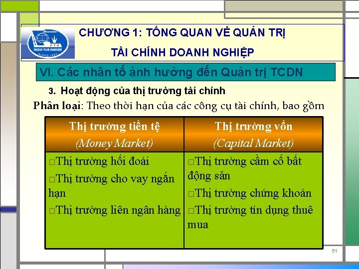 CHƯƠNG 1: TỔNG QUAN VỀ QUẢN TRỊ TÀI CHÍNH DOANH NGHIỆP VI. Các nhân