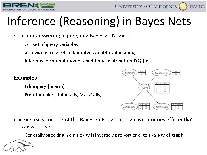 Inference (Reasoning) in Bayes Nets Consider answering a query in a Bayesian Network Q