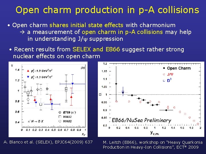 Open charm production in p-A collisions • Open charm shares initial state effects with