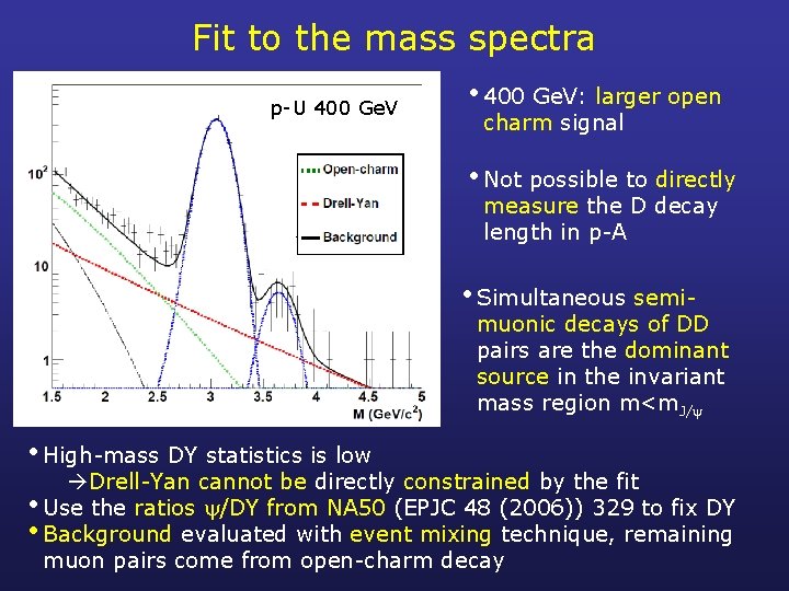 Fit to the mass spectra p-U 400 Ge. V • 400 Ge. V: larger