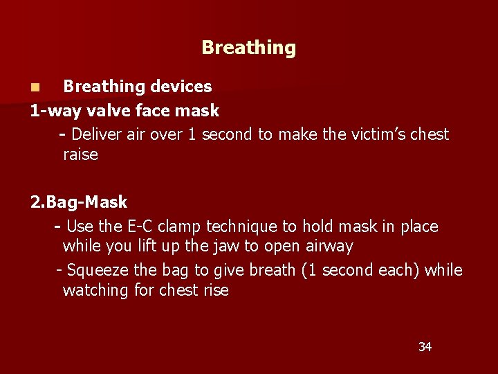 Breathing devices 1 -way valve face mask - Deliver air over 1 second to