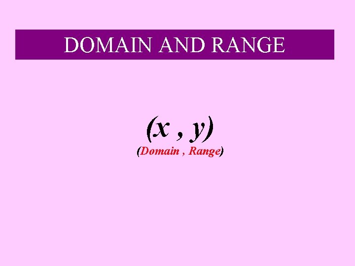DOMAIN AND RANGE (x , y) (Domain , Range) 