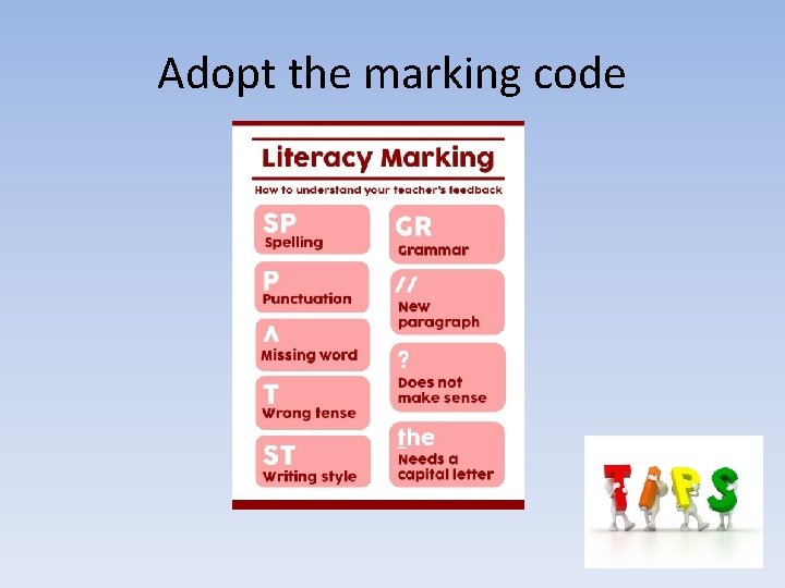 Adopt the marking code 
