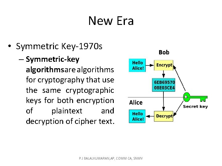 New Era • Symmetric Key-1970 s – Symmetric-key algorithms are algorithms for cryptography that