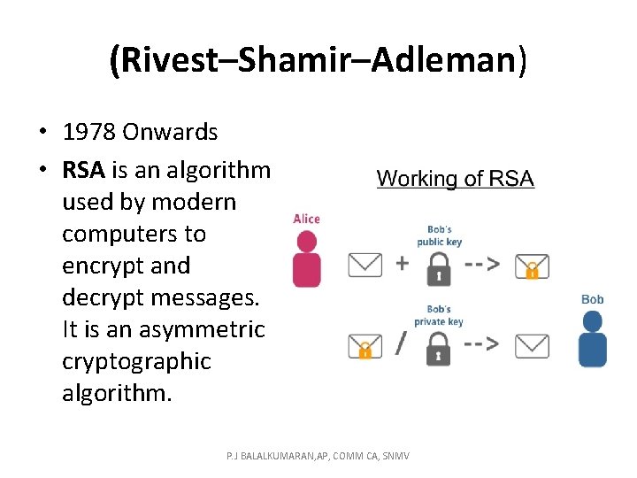 (Rivest–Shamir–Adleman) • 1978 Onwards • RSA is an algorithm used by modern computers to