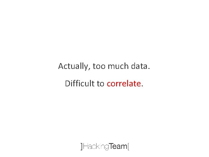 Actually, too much data. Difficult to correlate. 