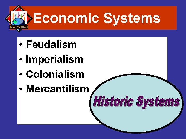 Economic Systems • • Feudalism Imperialism Colonialism Mercantilism 