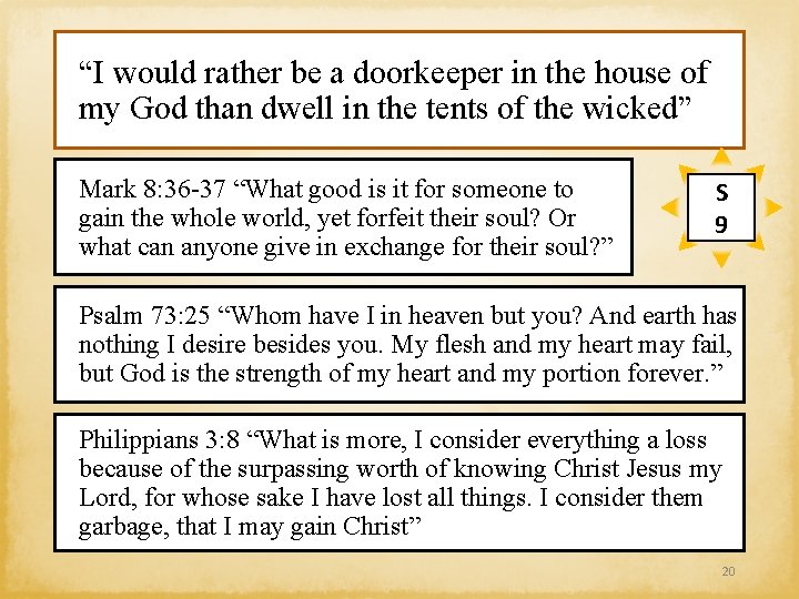 “I would rather be a doorkeeper in the house of my God than dwell