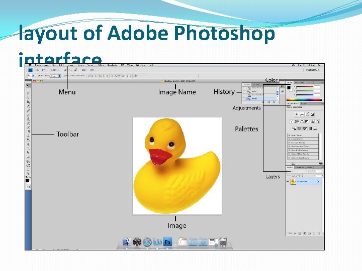 layout of Adobe Photoshop interface. 