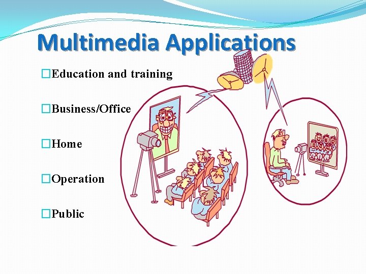 Multimedia Applications �Education and training �Business/Office �Home �Operation �Public 