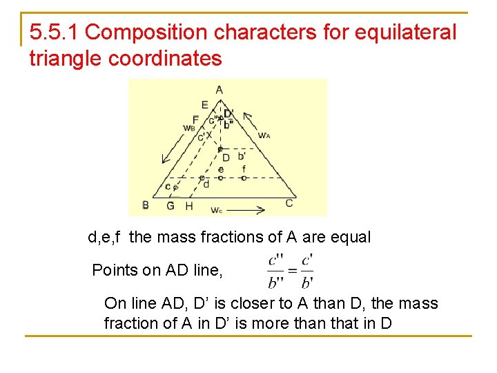 5. 5. 1 Composition characters for equilateral triangle coordinates d, e, f the mass