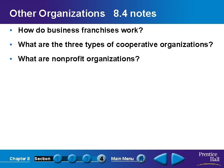 Other Organizations 8. 4 notes • How do business franchises work? • What are