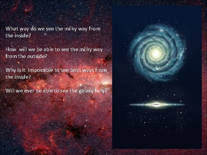 What way do we see the milky way from the inside? How will we