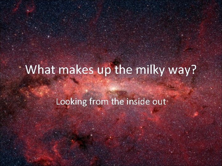 What makes up the milky way? Looking from the inside out 