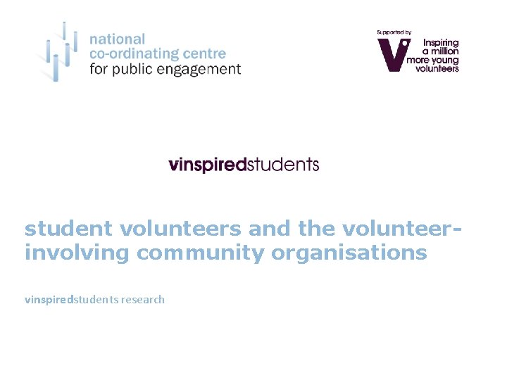 student volunteers and the volunteerinvolving community organisations vinspiredstudents research 