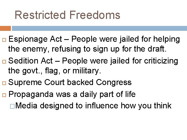 Restricted Freedoms Espionage Act – People were jailed for helping the enemy, refusing to Restricted Freedoms Espionage Act – People were jailed for helping the enemy, refusing to