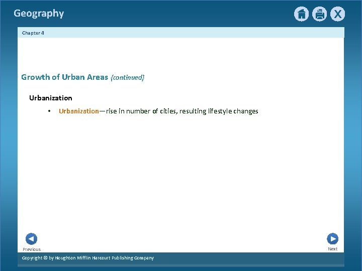 Geography Chapter 4 Growth of Urban Areas {continued} Urbanization • Urbanization—rise in number of
