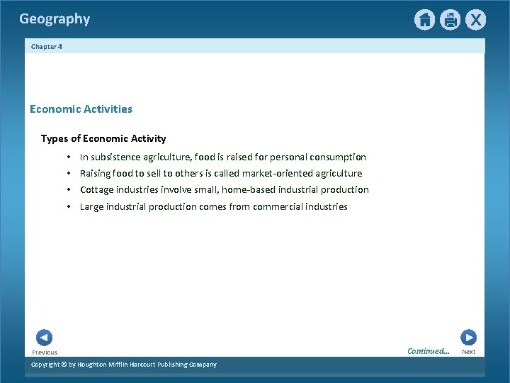 Geography Chapter 4 5 Economic Activities Types of Economic Activity • In subsistence agriculture,