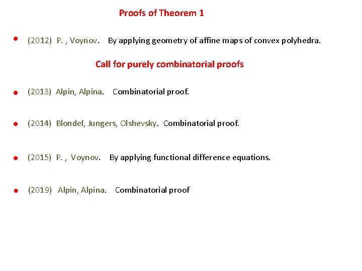 Proofs of Theorem 1 (2012) P. , Voynov. By applying geometry of affine maps