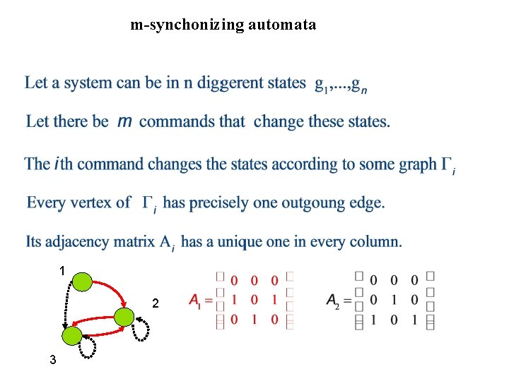 m-synchonizing automata 1 2 3 