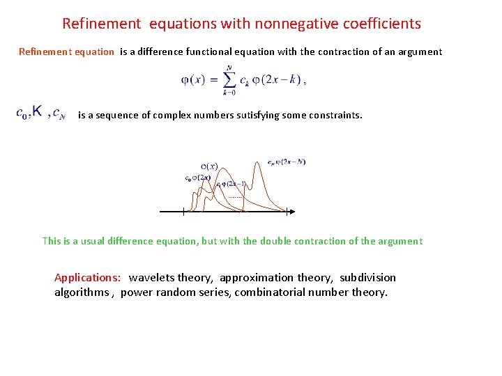 Refinement equations with nonnegative coefficients Refinement equation is a difference functional equation with the