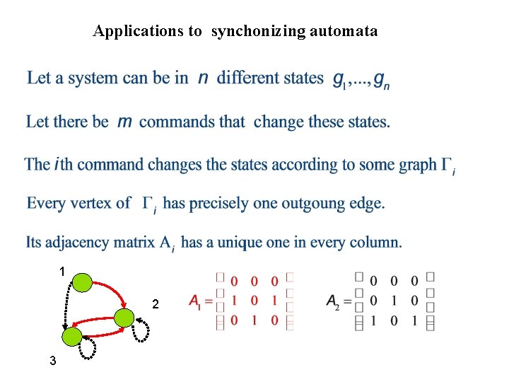 Applications to synchonizing automata 1 2 3 