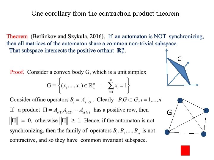 One corollary from the contraction product theorem G G 