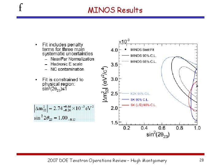 f MINOS Results 2007 DOE Tevatron Operations Review – Hugh Montgomery 28 