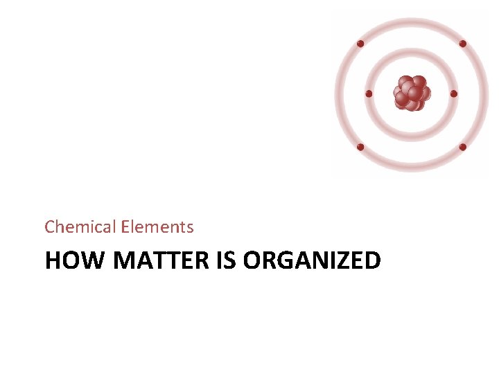 Chemical Elements HOW MATTER IS ORGANIZED 