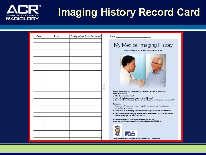 Imaging History Record Card 