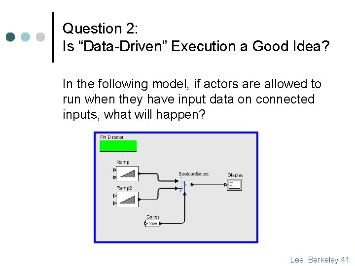 Question 2: Is “Data-Driven” Execution a Good Idea? In the following model, if actors