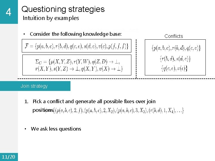 4 0 Questioning strategies Intuition by examples • Consider the following knowledge base: Join