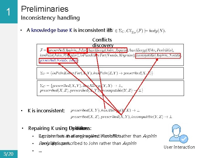 1 0 Preliminaries Inconsistency handling • A knowledge base K is inconsistent iff: Conflicts