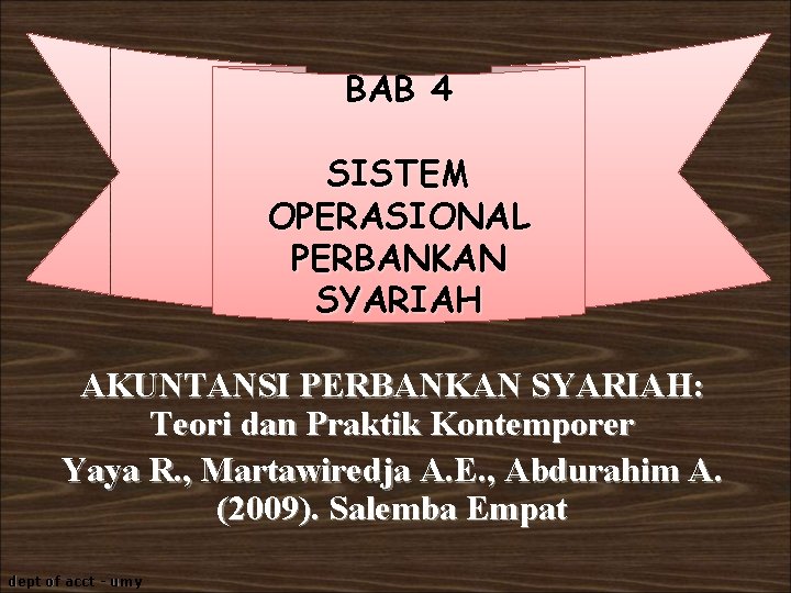 BAB 4 SISTEM OPERASIONAL PERBANKAN SYARIAH AKUNTANSI PERBANKAN SYARIAH: Teori dan Praktik Kontemporer Yaya