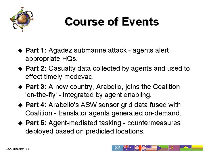 Course of Events u u u Part 1: Agadez submarine attack - agents alert