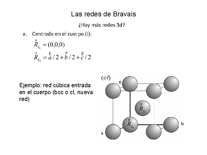 Las redes de Bravais ¿Hay más redes 3 d? a. Centrada en el cuerpo