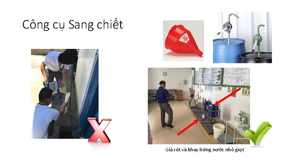 Công cụ Sang chiết Giá rót và khay hứng nước nhỏ giọt 