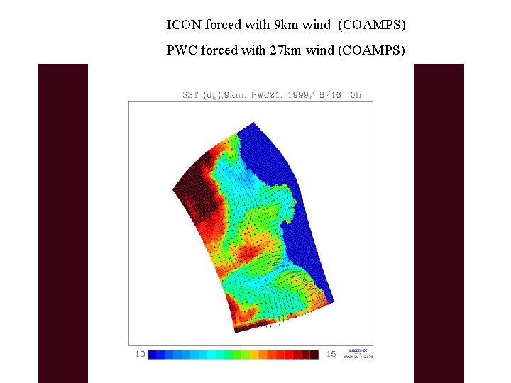 ICON forced with 9 km wind (COAMPS) PWC forced with 27 km wind (COAMPS)